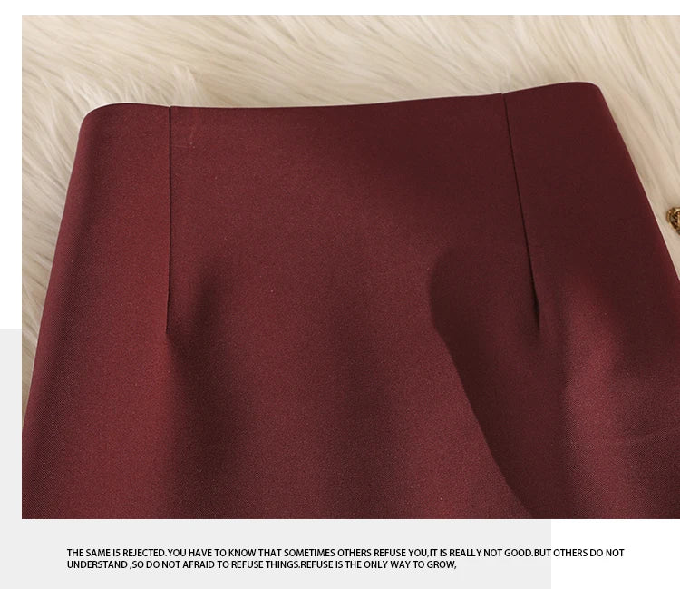 Elegant Office Ladies Work Suit Straight Skirt Women Autumn Winter Korean Fashion High Waist Split Business Midi Long Skirts