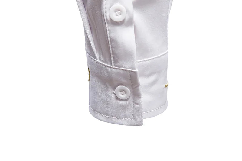 Men's Irregular Oblique Button Up Dress Shirts Streetwear Luxury Elegant Embroidery Business Shirt Chemise Homme Mens Blouses