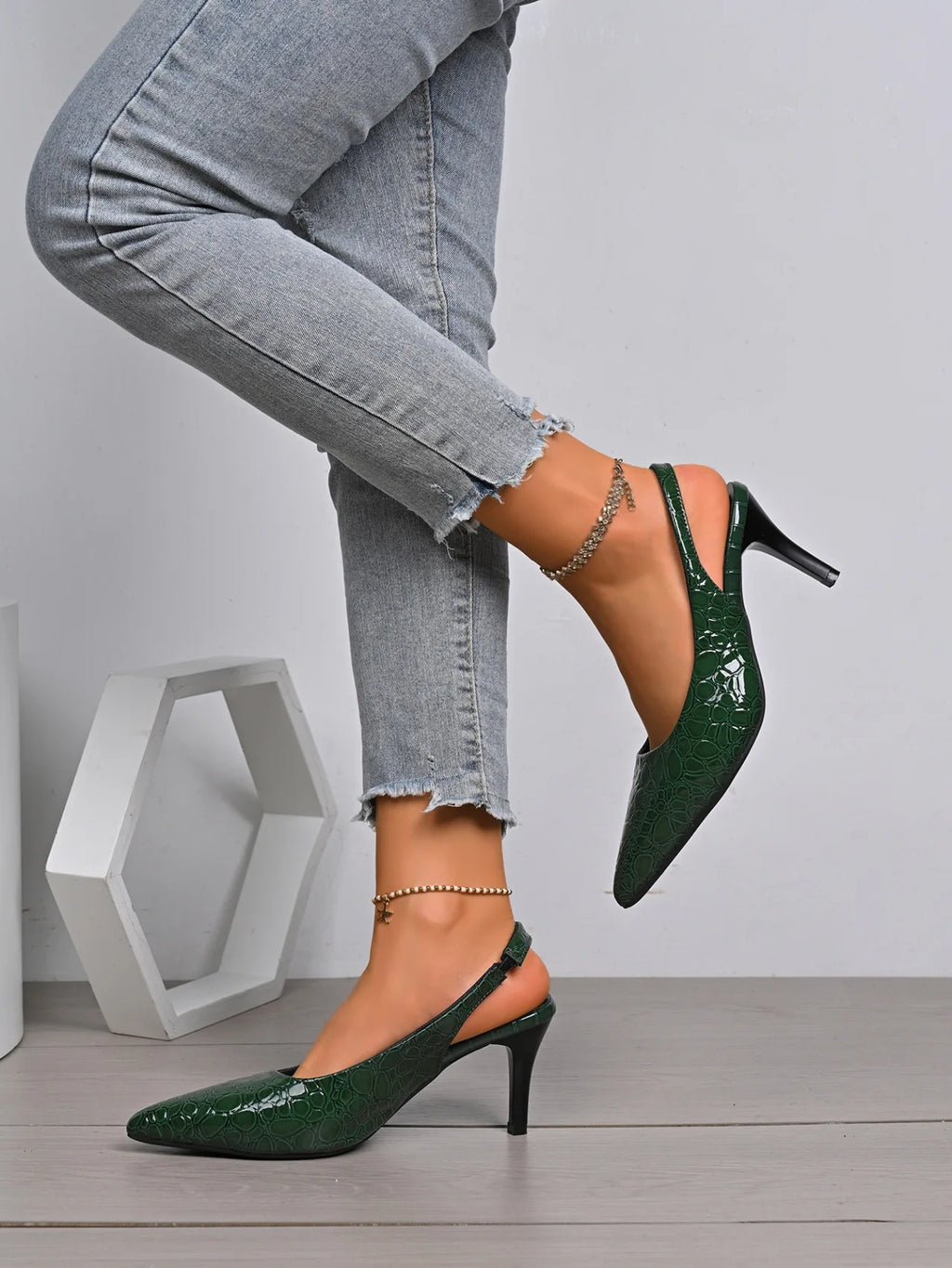 Green Heels for Women Luxury Pointed Toe Party Dress Shoes Classic Ladies Office Pumps Women Shoes Size 42 Salto Feminino