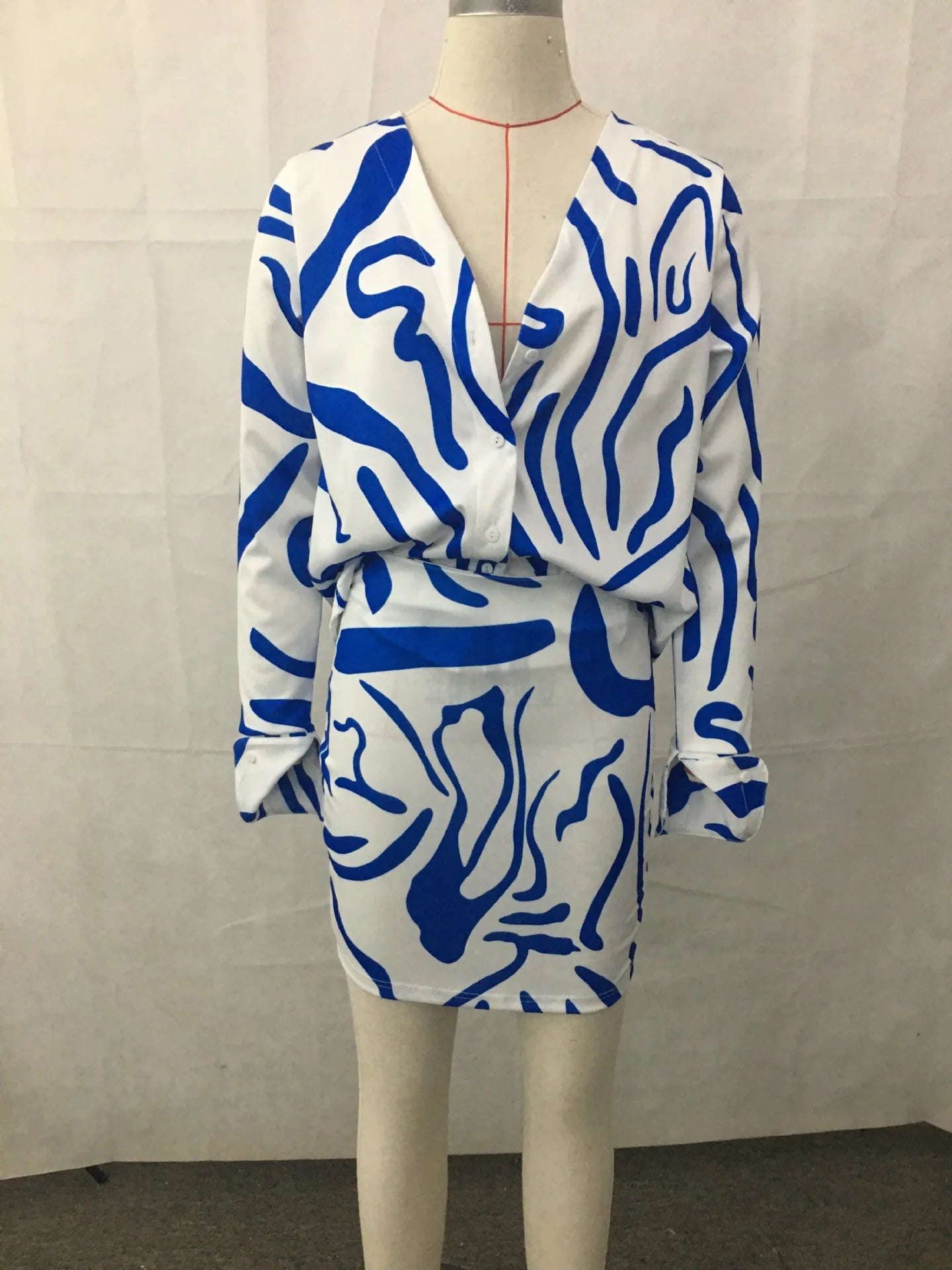 2023 New Printed Skirt Two-piece Skirt Sexy Women's Shirt suit Fashion Casual Suit Office Women's Formal Nightclub Party Dress
