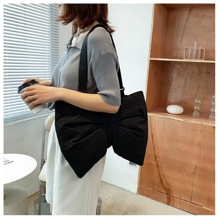 Soft Nylon Women's Portable Shoulder Bag Large Capacity Female Commute Crossbody Bags Simple Design Ladies Tote Purse Handbags