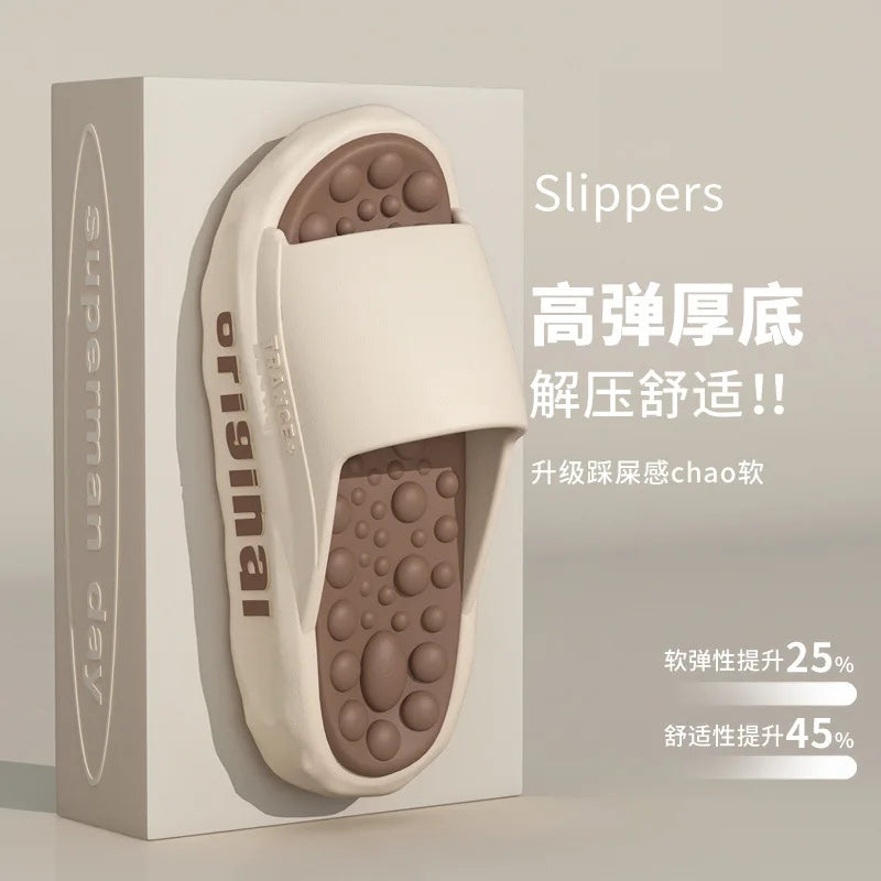 Men's Summer Massage Slippers Male Indoor Home EVA Soft Bottom Anti-skid Slippers One Line Slippers Men Women Casual Shoes