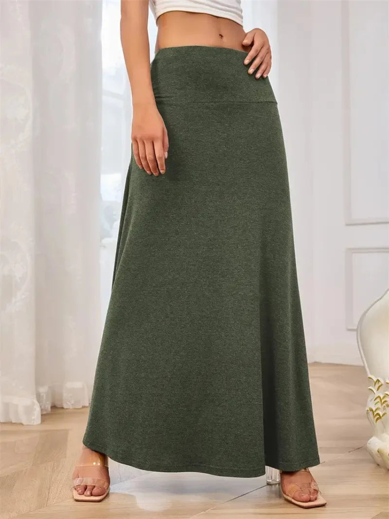 KIDCRKJ Long Skirt Women Autumn 2026 New Skirts Knitted Solid Urban Office Lady Fashion Clothes High Waist Maxi Skirts Faldas