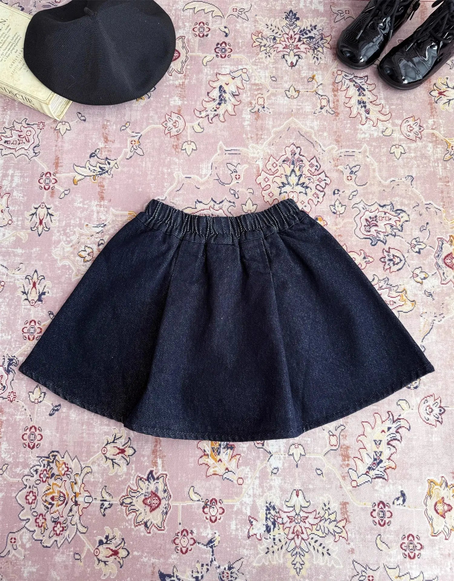 Teen Girl Clothes Waist Shell Button Denim Skirt and Top Kids Versatile Casual Outfits Children Costumes Vintage Girls Elastic