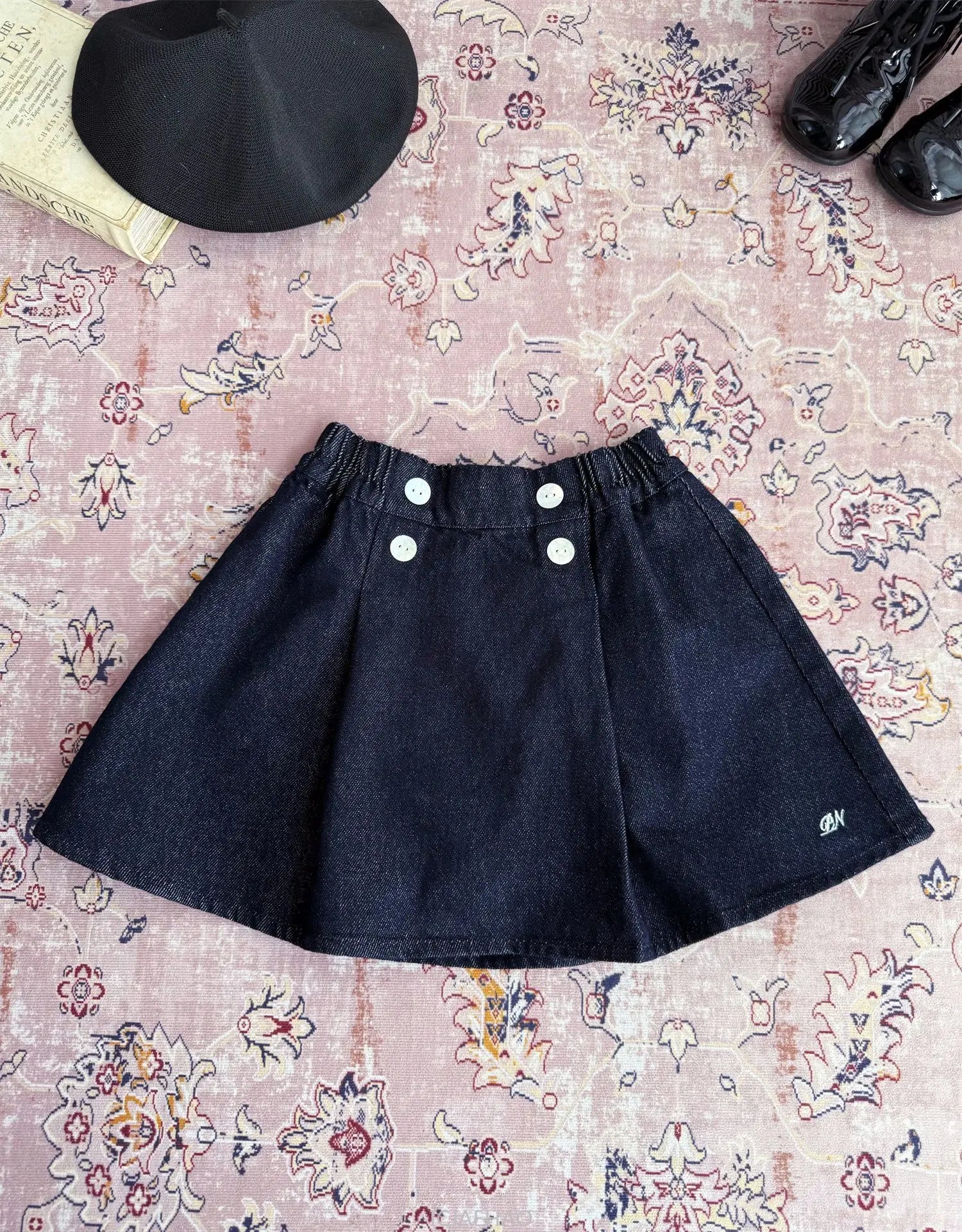 Teen Girl Clothes Waist Shell Button Denim Skirt and Top Kids Versatile Casual Outfits Children Costumes Vintage Girls Elastic