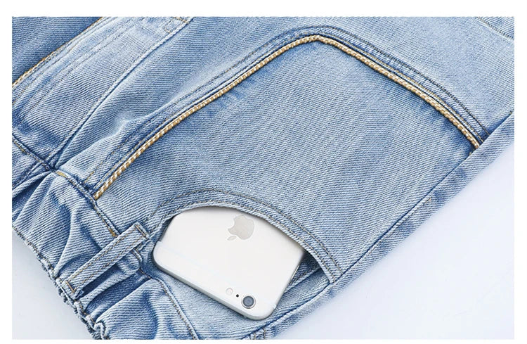 Korean Style Children Denim Mini Skirt with Inner Shorts For Girls Fashion Streetwear Summer Slim Fit Skirts with Pockets Front