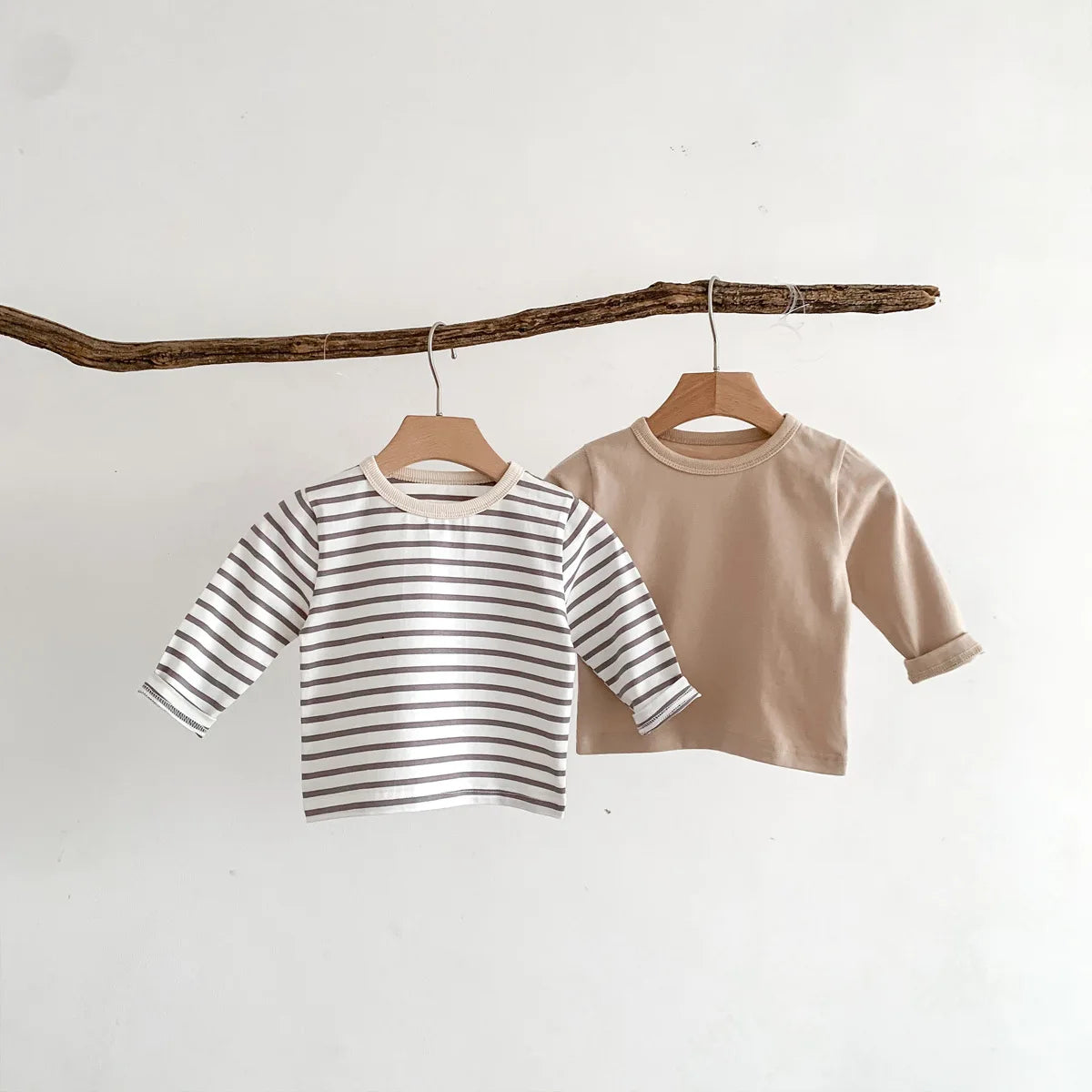 Infant Clothes Toddler Boy Cotton Long Sleeves T-shirts Spring Autumn Outfits Girl Baby Solid Bottoming Shirt Kid Striped Tees