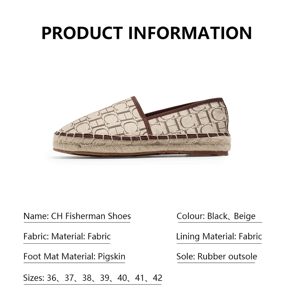 CH Women's Fisherman Shoes 2026 Premium Sense Letter Print High Quality Casual Shoes Fashion Outdoor  Luxury Flat Women's Shoes