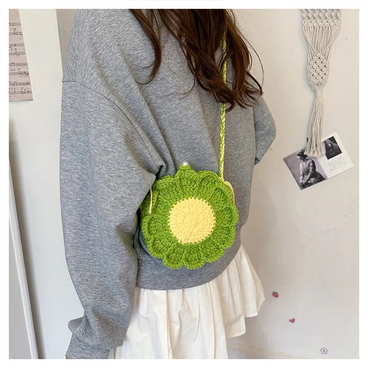 Ladies' Crossbody Bags New Handmade Woven Flower Kawaii Sweet Shoulder Bags High-quality Luxury Brand Crossbody Bags For Girl