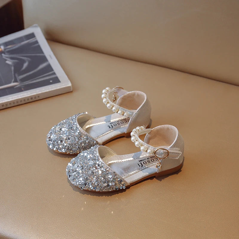 New Children Princess Shoes for Girls Bowtie Glitter Children Baby Dance Shoes Bling Bling Party Casual Toddler Girl Sandals