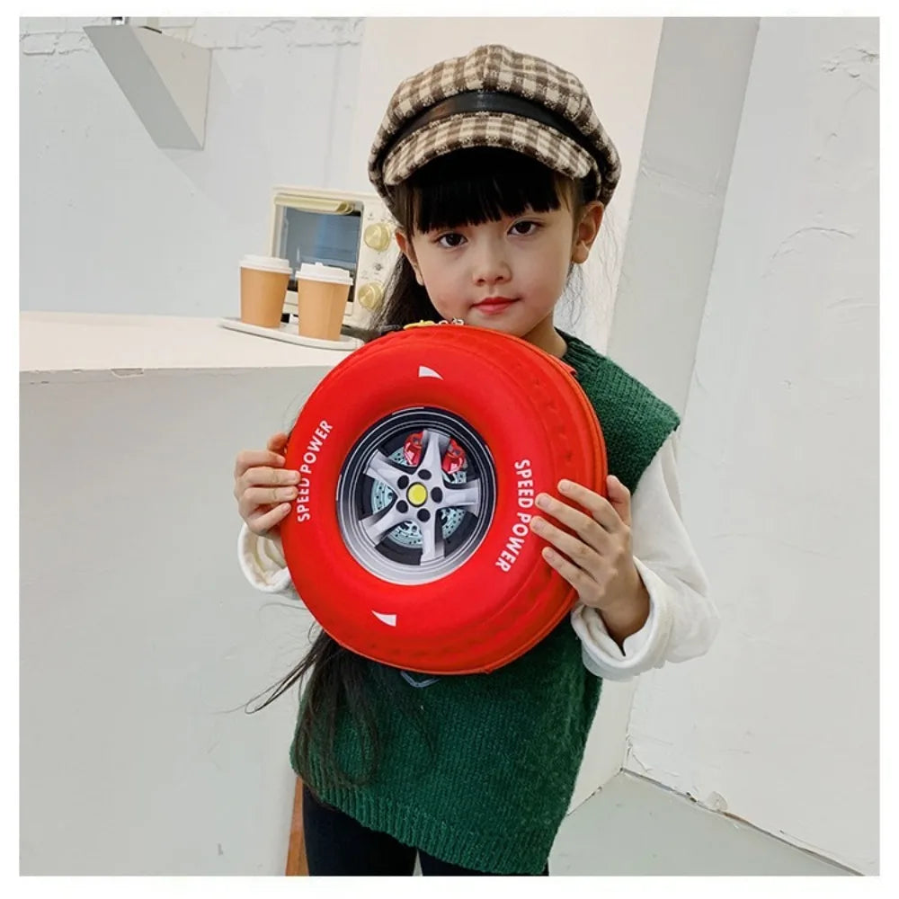 Colorful Tyre Shaped Children's Schoolbag EVA 3D Cartoon Wheel Kindergarten Shoulder Bag Load Reducing Kid Backpack