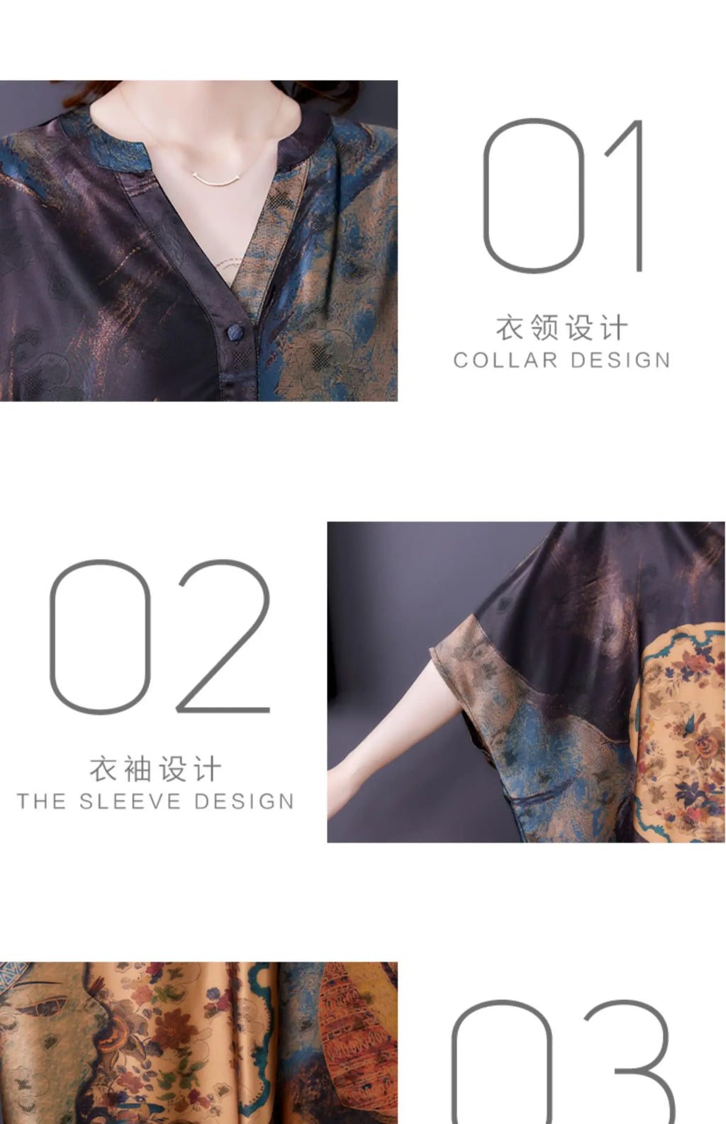 Mulberry Silk Dresses Women's New Summer Long Dress Female Fashion Loose V- Neck High-End Print Pullover Dresses