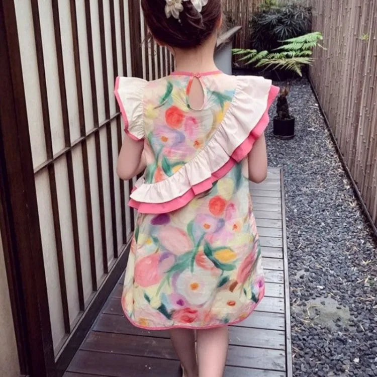 Summer Children's Vest Dress Girl Clothing Kid Pink Puffy Girls Kids 8 12 Years Kid's Clothes From 7 Elegant Dresses Beautiful 9