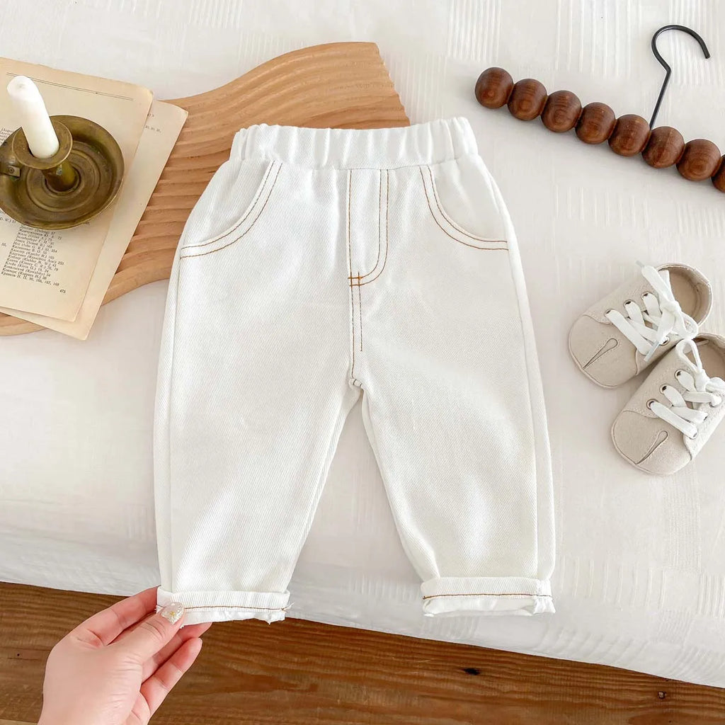 Korean Fashion Kid Jeans Baby Pants Boy Girl Autumn Casual Versatile Unisex Baby Jeans 1-6yrs