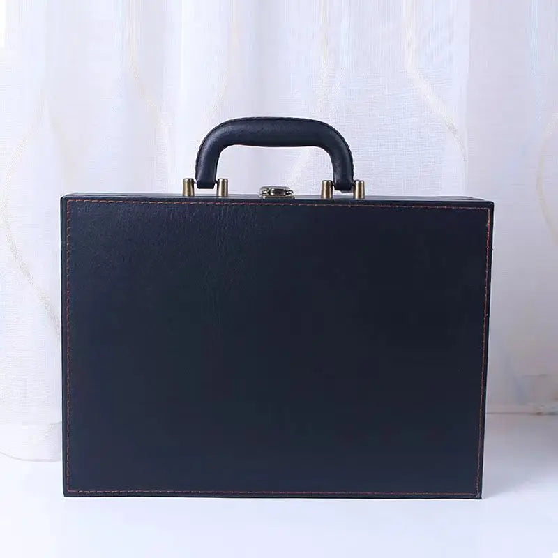 2025 New Cover Style Briefcase Men's Handheld Shoulder Business Leisure Insurance Contract Document Storage Box 34X24X8.5CM