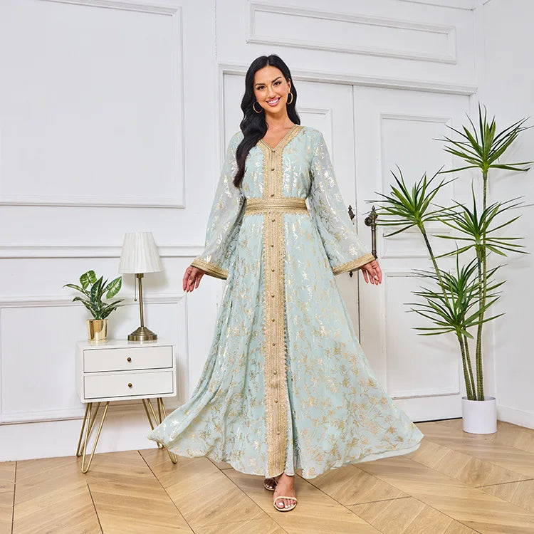 Summer Elegant Print Dress for Women Muslim Abaya Long Dress Dubai Party Evening Dress Islamic Turkey Kaftan Femme Vestidos Robe