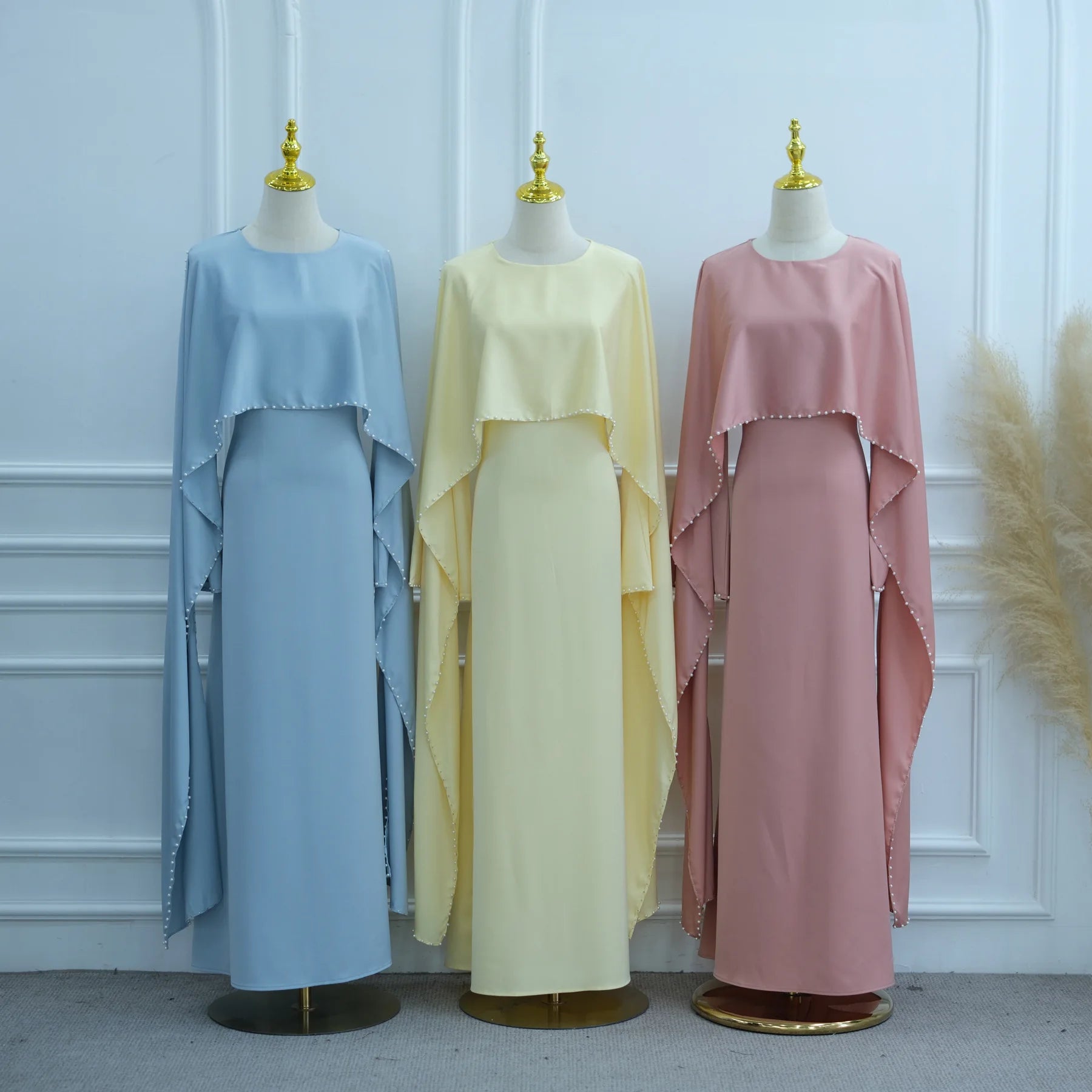 Muslim Dresses Women's Traditional Dresses And Abayas Eid Dubai Evening Dress Pearl Beaded Luxurious Robe Islamic Clothing