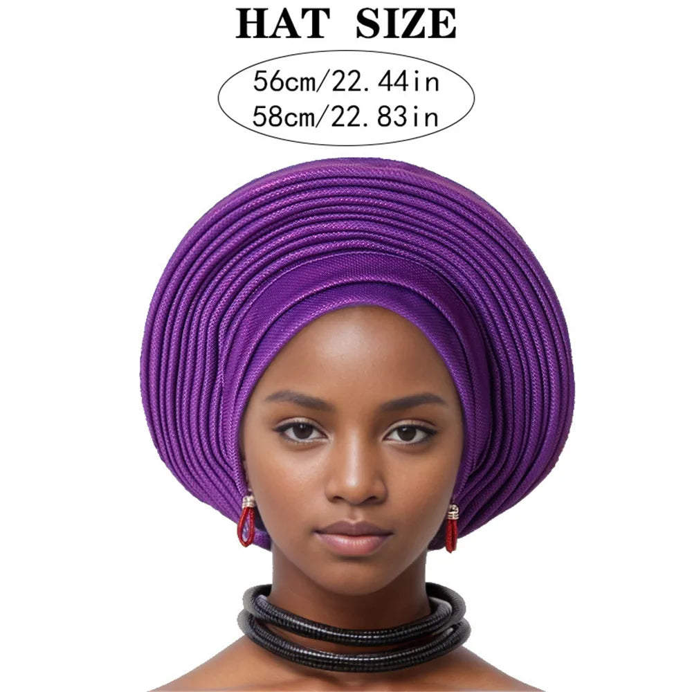 Nigeria Head Ties Wedding Party Headgear Elegant African Headtie Turban Already Made Women's Auto Gele Female Head Wraps