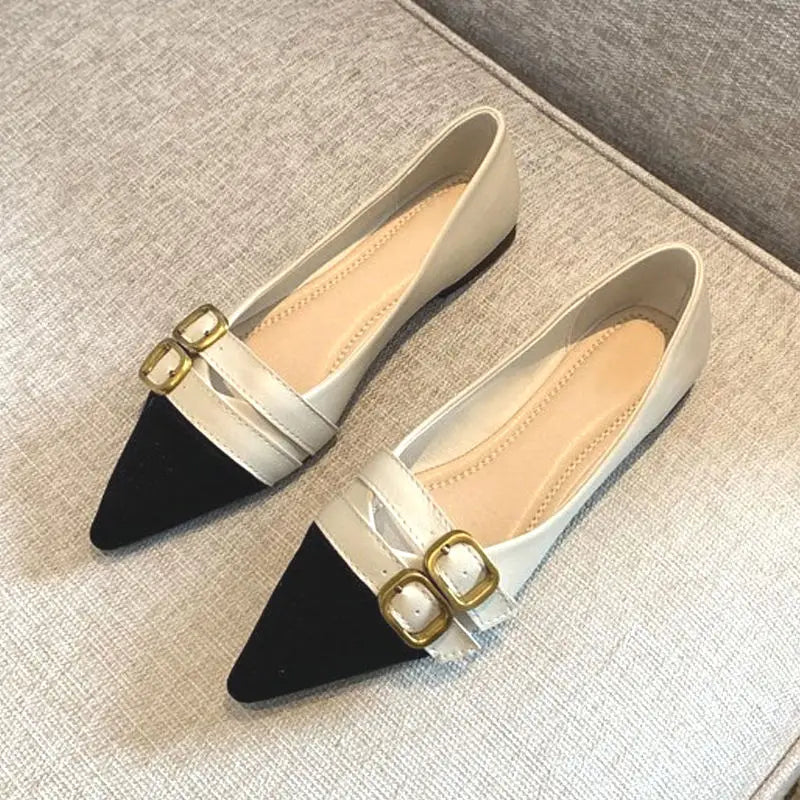 Ladies Summer Footwear Flat Office Black Shoes for Women 2025 Low Heel Elegant Pointed Toe Flats Beau Today High Quality 39 Shoe