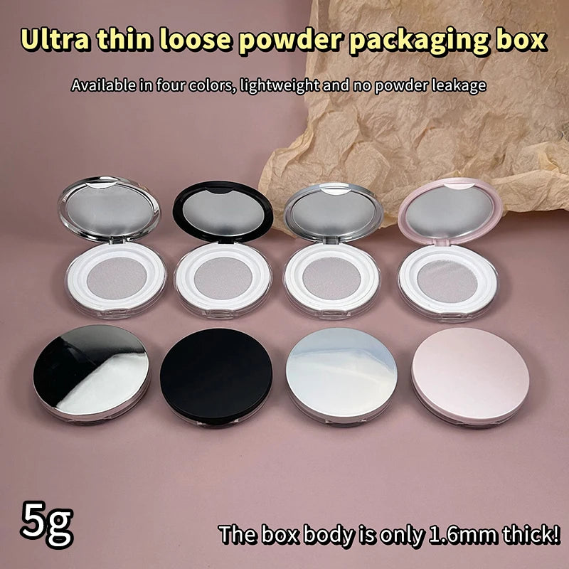 5g Portable Ultra-thin Plastic Powder Box Loose Pot Travel Makeup Jar Sifter Container With Mirror