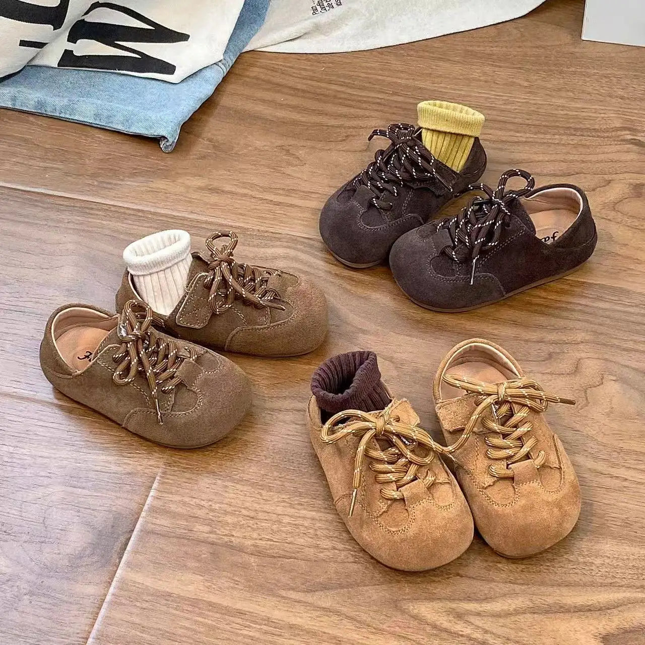 Children's shoes Korean version girls' leather shoes retro Boken shoes new boys' single shoes soft soled baby casual shoes