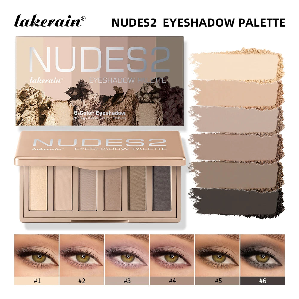 Nudes2 Eyeshadow Palette Rich Pigment Neutral Shades Long-Lasting Eye Makeup Blendable Color Matte Nudes Eyeshadow Palette
