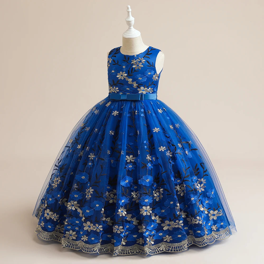 Teen Flower Girl Christmas Dress Children Long Bridesmaids Party Princess Dresses for Kids Pageant Evening Birthday Gown Vestido