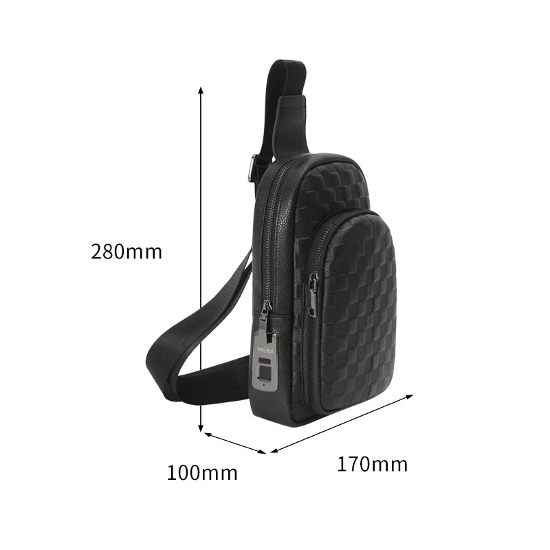 Men's Fingerprint Lock Bags for men Leather Shoulder Bag Male Long Money Wallets Mobile Phone Pouch Men Messenger Bag Anti-Theft