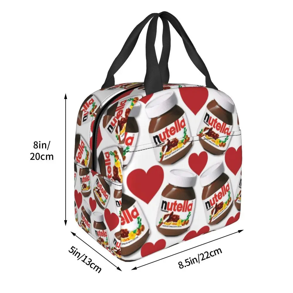 Custom Italy Nutellas Thermal Insulated Lunch Bag Women Portable Lunch Container for Outdoor Picnic Storage Food Box
