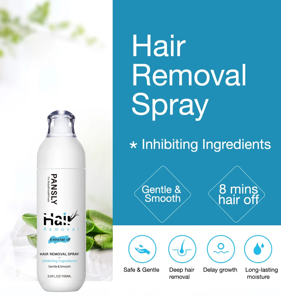 100ML Hair Removal Spray Intimate/Private Pubic And Bikini Area Painless Depilatory Inhibits Hair Growth Skin Silky Smooth
