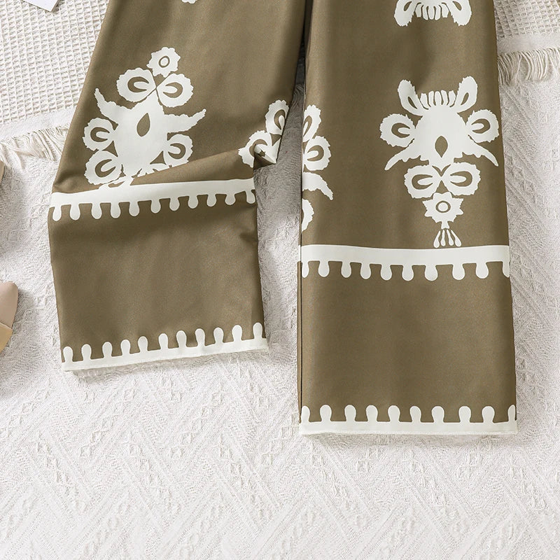 Girls 8-12 Casual Jumpsuit, Brown Floral Print Ruffle Strap Smocked Bodice Jumpsuit with Belt, Boho for Daily Summer Wear