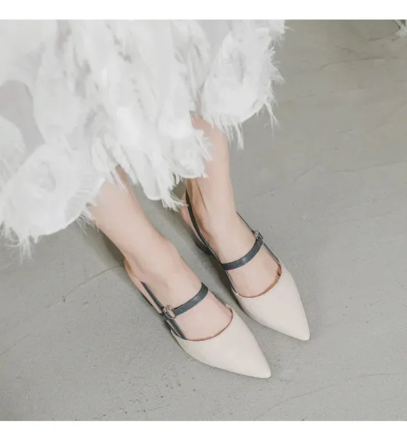 2026 Summer New Shoes for Women Pumps Elegant Chunky High Heels Pointed Toe Solid Ladies Shoes Female Sandals Zapatillas Mujer