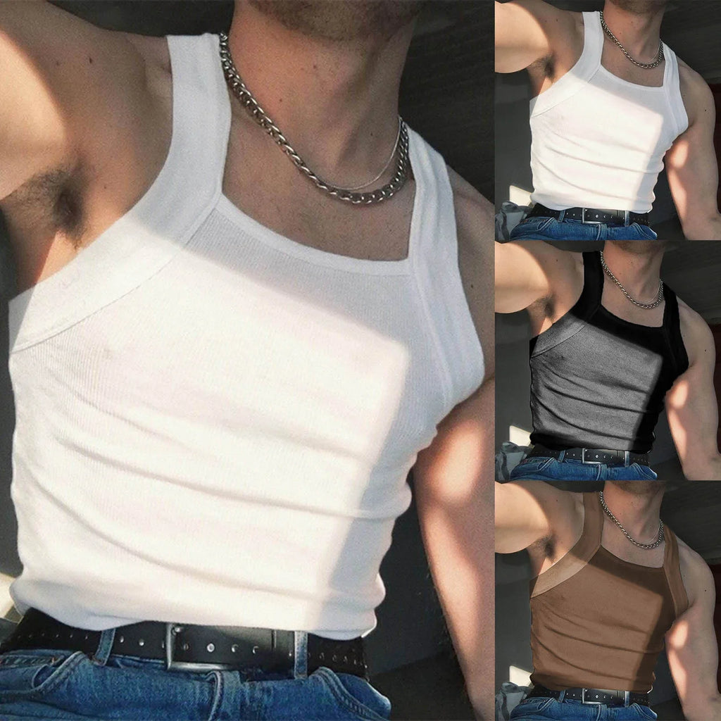 Summer Men's New Solid Color Fashion Sleeveless Shapewear Europe and America Men Sexy Tight Elastic Vest S-4XL
