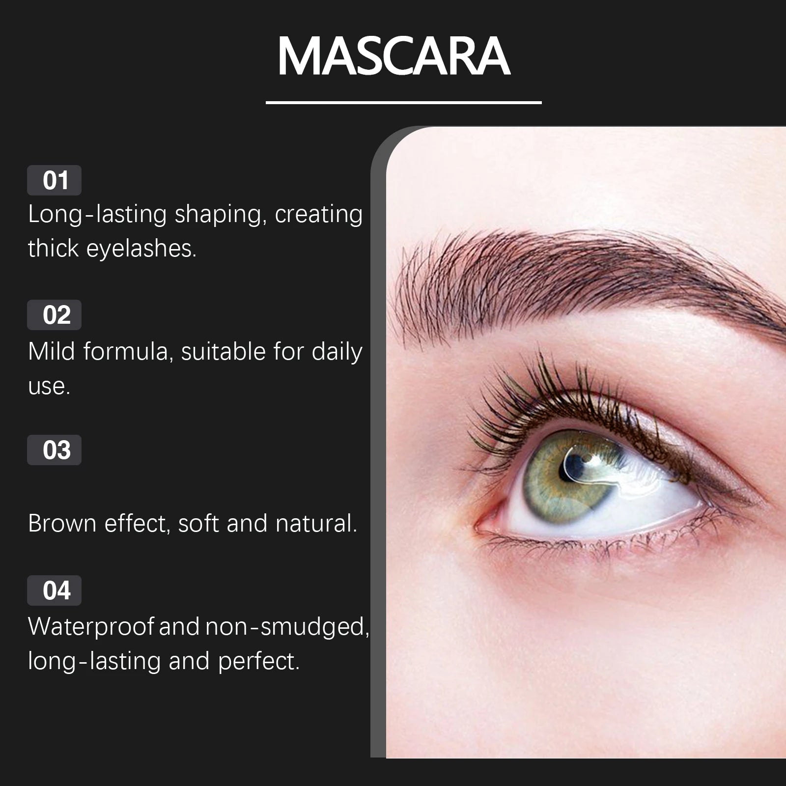 Brown Mascara Natural Curls Long-Lasting Makeup Waterproof Sweatproof Lengthens Eyelashes Anti-Fouling Eye Black Eye Cosmetics