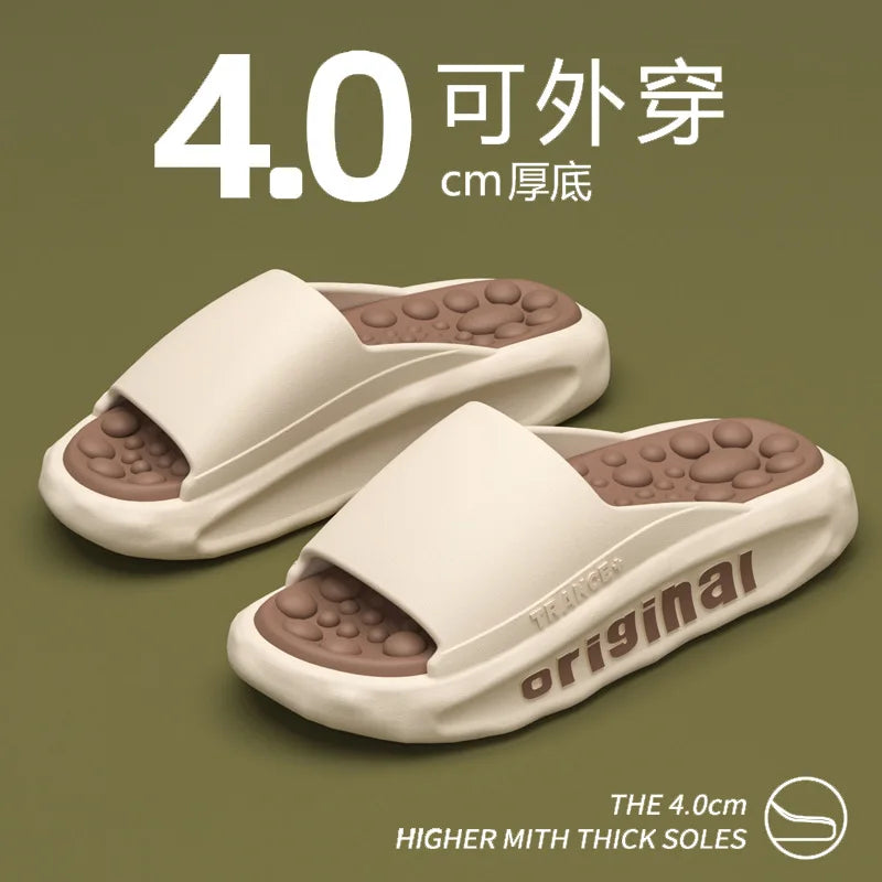 Men's Summer Massage Slippers Male Indoor Home EVA Soft Bottom Anti-skid Slippers One Line Slippers Men Women Casual Shoes