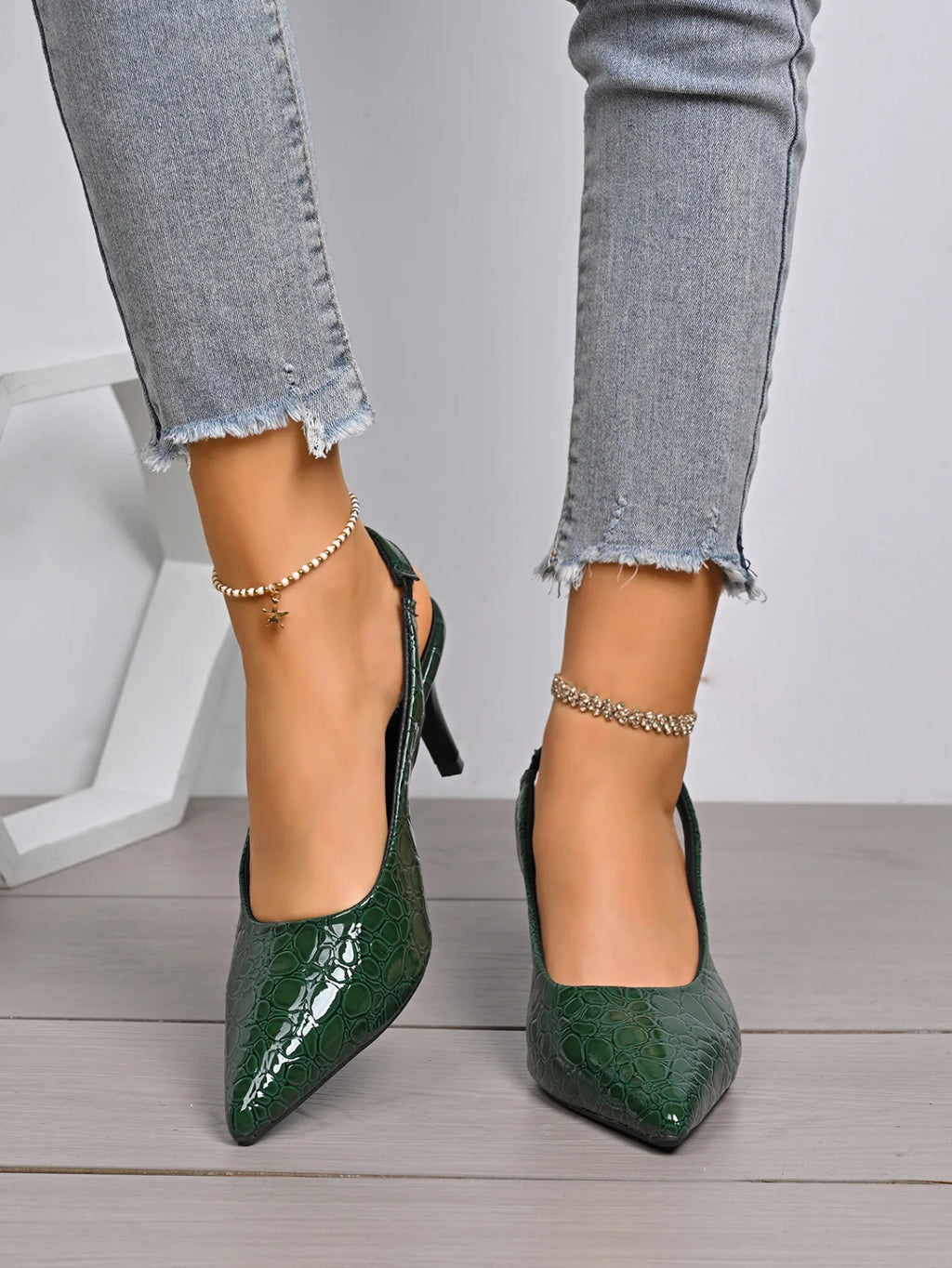 Green Heels for Women Luxury Pointed Toe Party Dress Shoes Classic Ladies Office Pumps Women Shoes Size 42 Salto Feminino