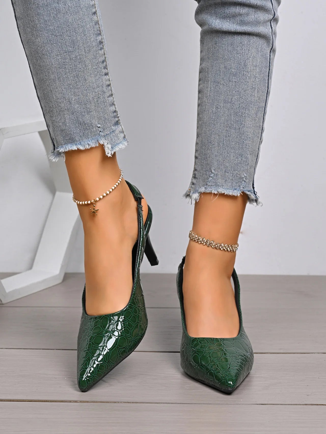 Green Heels for Women Luxury Pointed Toe Party Dress Shoes Classic Ladies Office Pumps Women Shoes Size 42 Salto Feminino