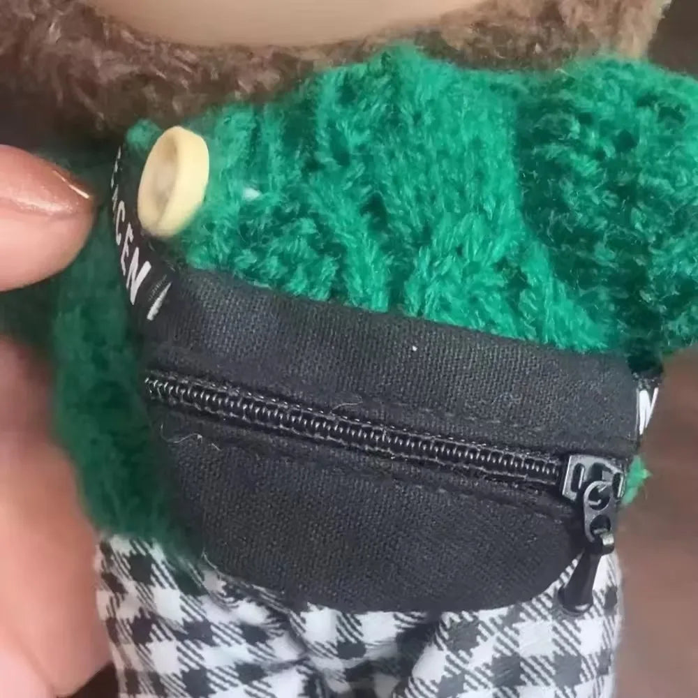 For 17cm Labubu Crossbody Bag Cute 1/6 1/8 1/12 BJD Dolls DIY Waist Bags Cute 15cm Idol Plush Doll Accessories Belt Bag Gift