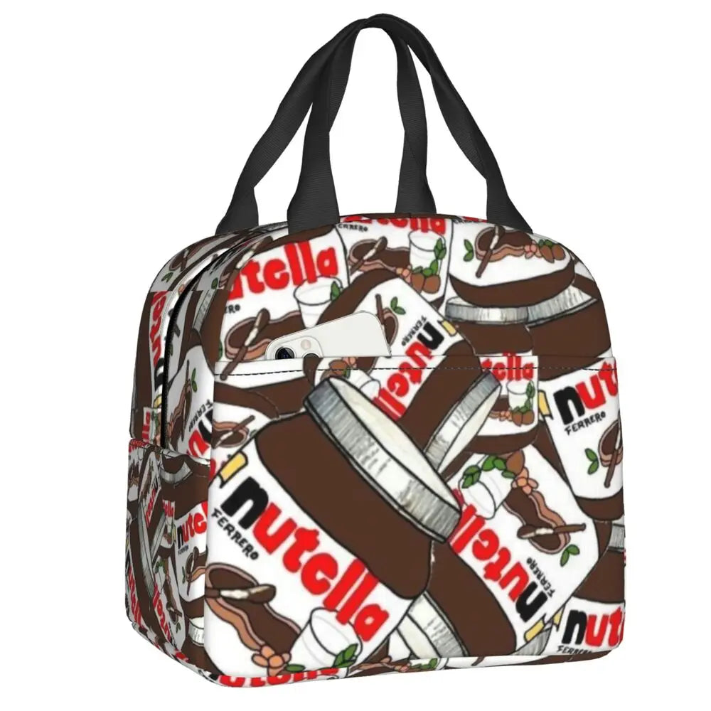 Custom Italy Nutellas Thermal Insulated Lunch Bag Women Portable Lunch Container for Outdoor Picnic Storage Food Box
