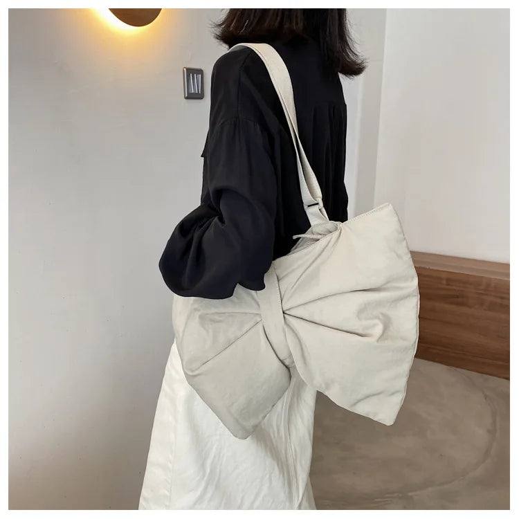 Soft Nylon Women's Portable Shoulder Bag Large Capacity Female Commute Crossbody Bags Simple Design Ladies Tote Purse Handbags