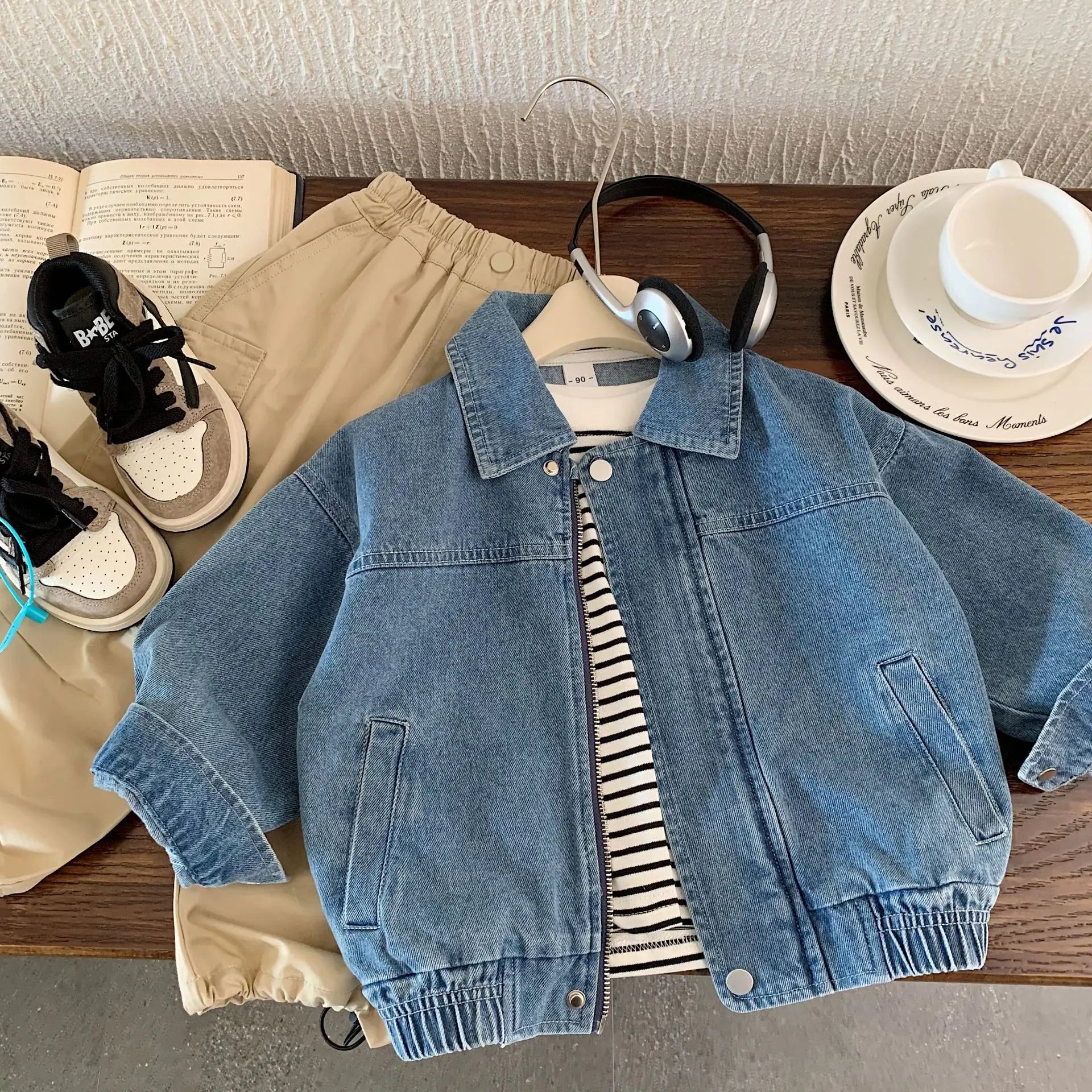 Children's Denim Jacket 2025 Spring/Autumn New with Pocket Boys' and Girls' Cool Jacket Children's Fashionable Clothing