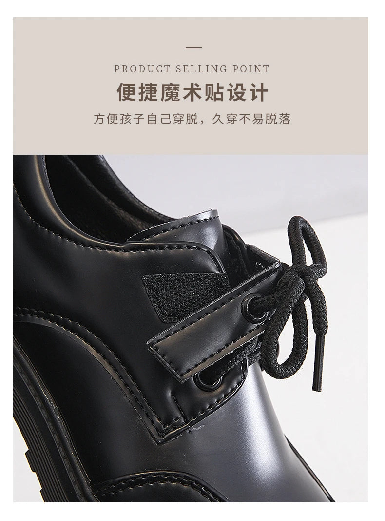 Boys Shoes Spring & Autumn New Black Glossy Classic Kids Loafer for Girl 2024 New Versatile Round-toe Britain Child School Shoes
