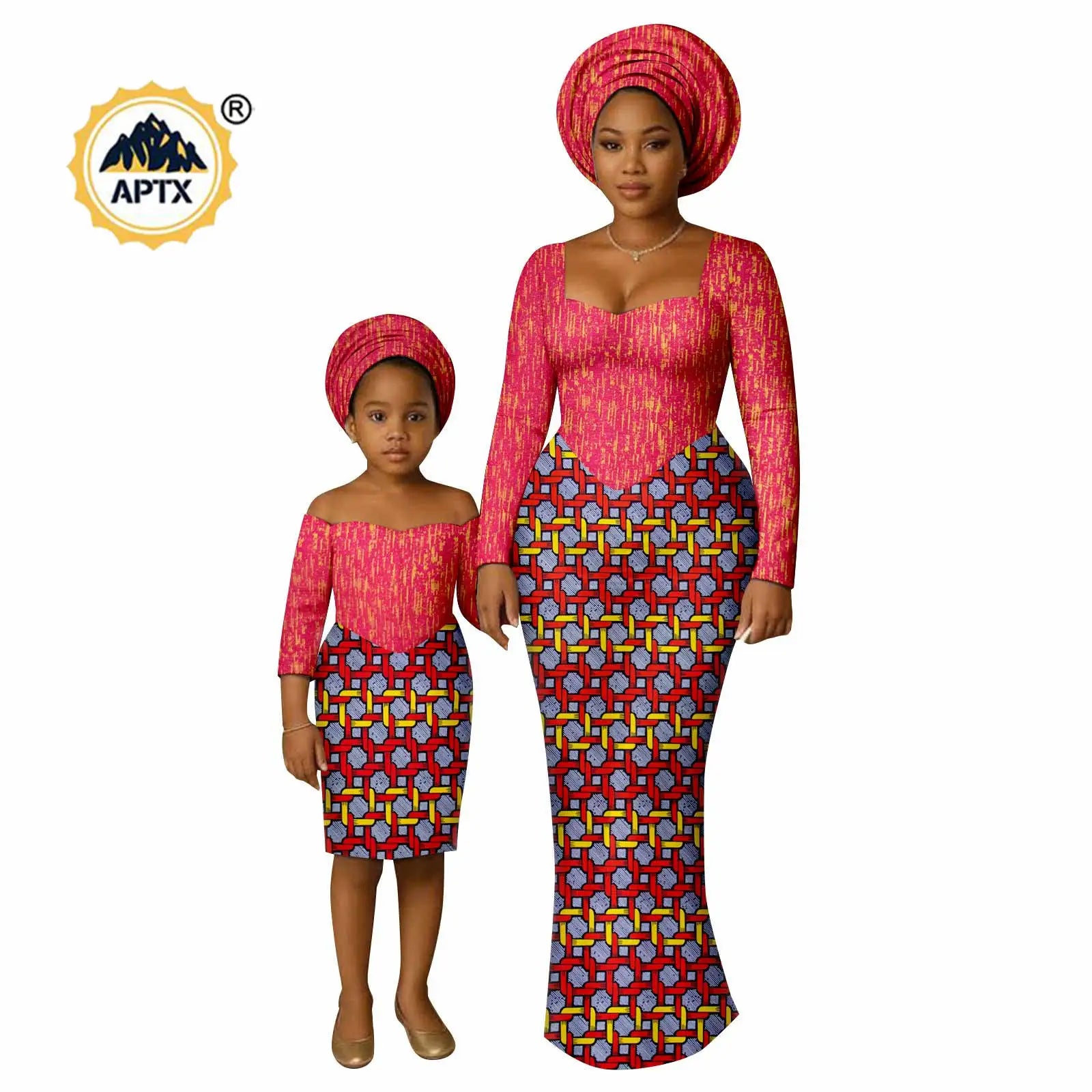 African Print Long Dresses for Women Family Outfits Dashiki Couple Clothes Mom and Daughter Dresses Ankara Outwear 25F029