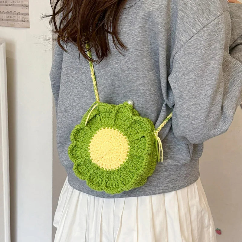 Ladies' Crossbody Bags New Handmade Woven Flower Kawaii Sweet Shoulder Bags High-quality Luxury Brand Crossbody Bags For Girl