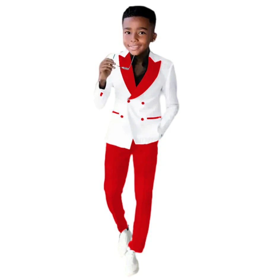 2-16 Years Old Suit For Boys Wedding Tuxedos Jacket Pants 2 Pieces Double Breasted Kids Child Clothes Party Suits