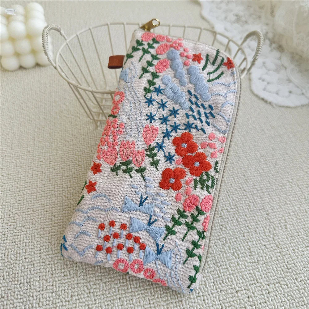 Ladies' Coin Purses Handmade Cotton Linen Embroidery National Personalized Canvas Lipstick Mobile Phone Glasses Storage Bags