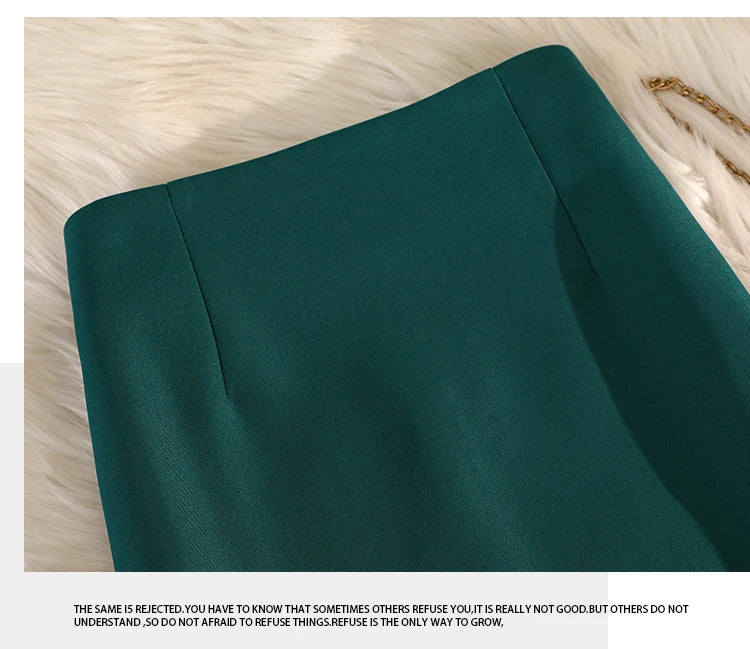 Elegant Office Ladies Work Suit Straight Skirt Women Autumn Winter Korean Fashion High Waist Split Business Midi Long Skirts