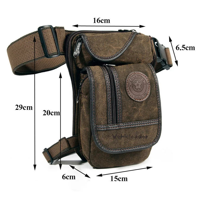 Men's Canvas Drop Leg Bag Motorcycle Multi-purpose Messenger Shoulder Bags High Quality Belt Hip Bum Waist Fanny Pack