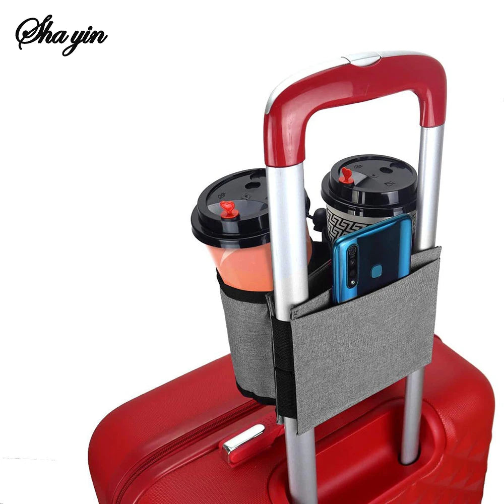 Travel Luggage Cup Holder Durable Free Hand Suitcase Drink Bag Travel Milk Tea Coffee Mugs Holder Fits All Suitcase Handles