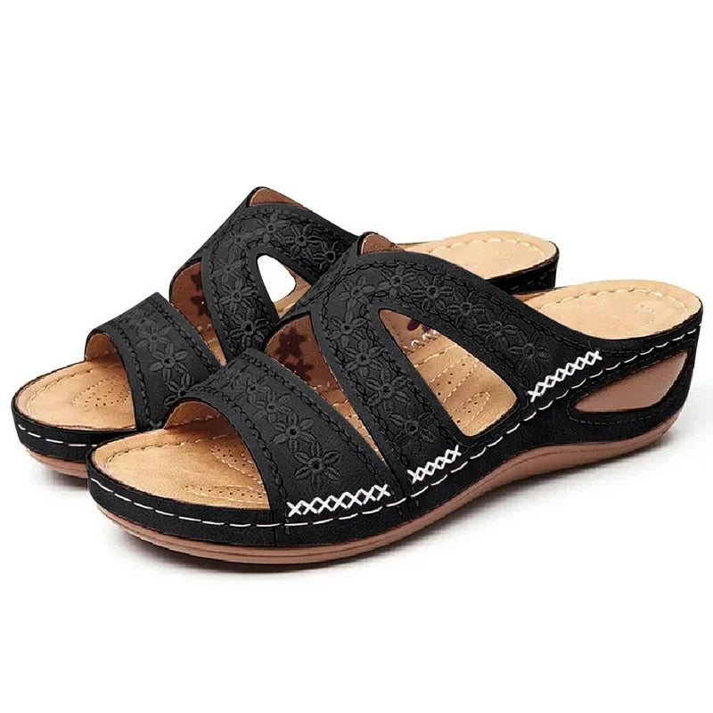 Summer Women Wedge Sandals Premium Orthopedic Open Toe Sandals Vintage Anti-slip Leather Casual Female Platform Retro Shoes